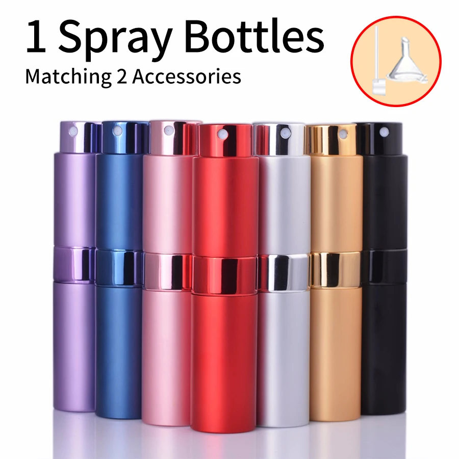 8ml Metal Aluminum Perfume Bottle 1PCS+2 Accessories With 1 Spray Bottle 1 Funnel Dispenser Divine