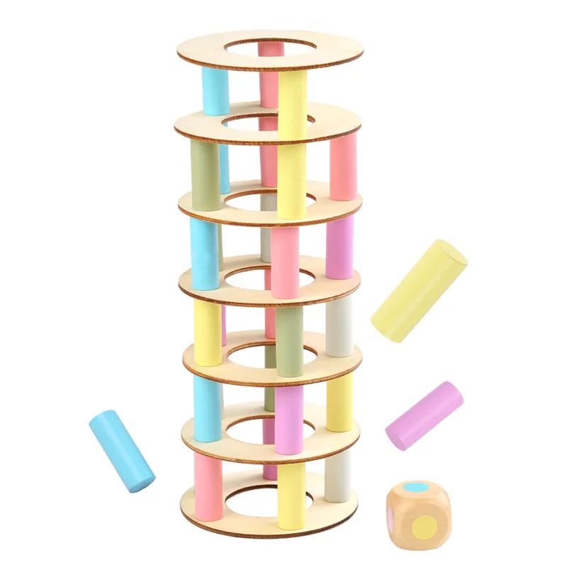 

Wooden Rainbow Tower Kids Toys Colorful Stacking Building Blocks Pisa Tower Balance Toys Montessori Puzzle Games Gifts For Kids