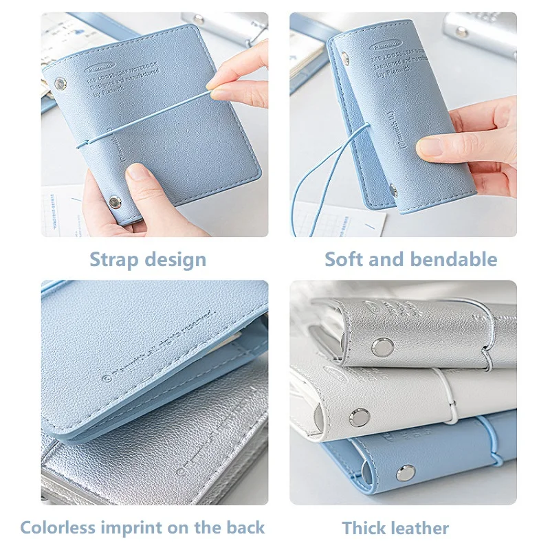 Planwith Mini Planner Portable Pocket Loose leaf Notebook M5 Soft Leather Monthly Plan/Grid/Blank Page Storage Compartment 5