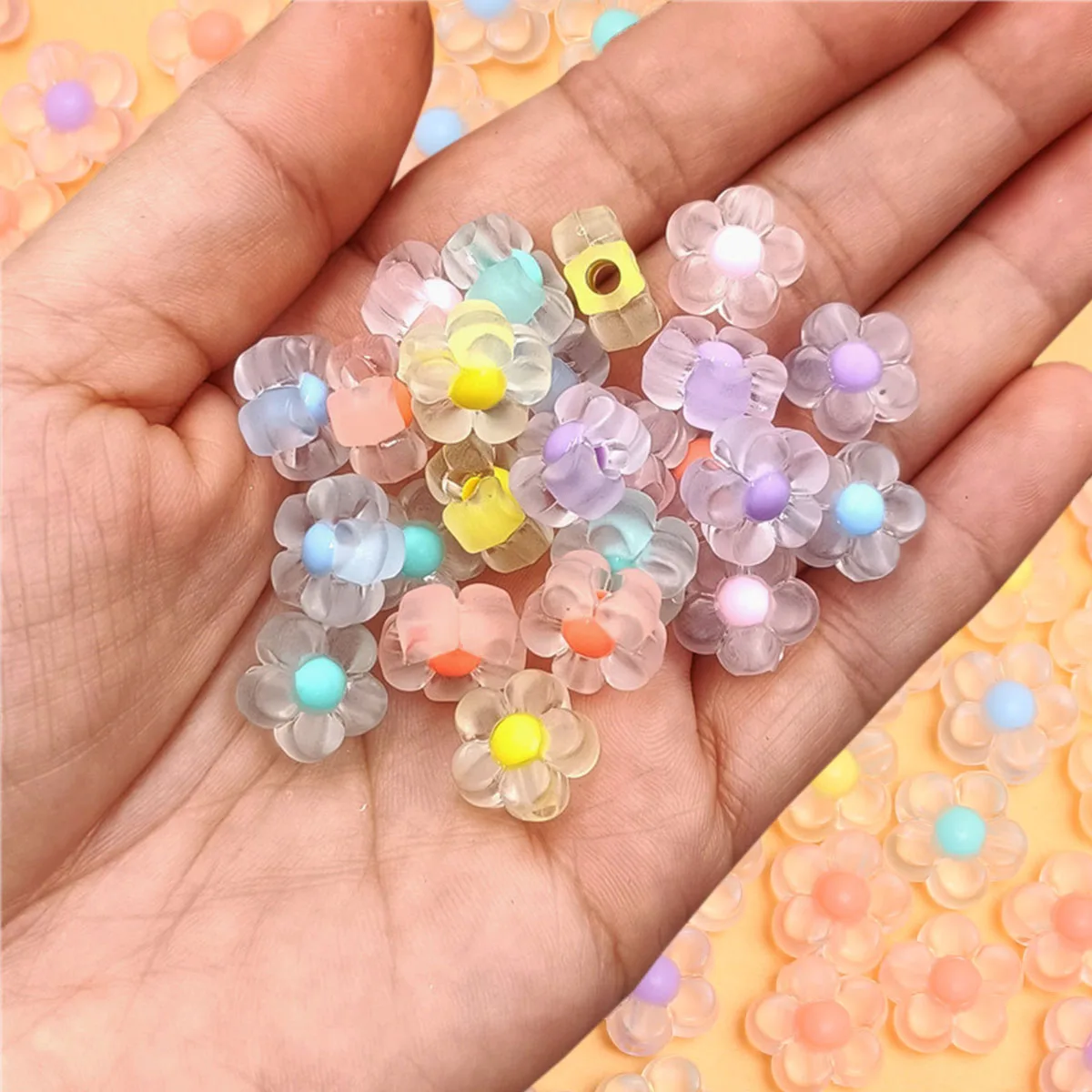 500g/pack Clear/Matte Double Color Flower/Heart/Star Beads DIY Bracelet Necklace Handmade Material JJewelry Making Wholesale