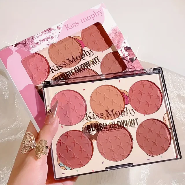 6-color blush palette, matte effect, natural long-lasting, high pigment, daily multi-color makeup set 2