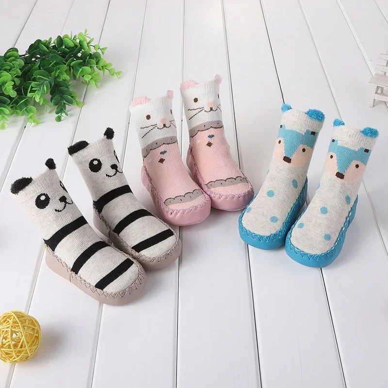 Spring Autumn Baby Cute Cartoon Animal Floor Socks Cotton Warm Shoes with Rubber Anti Slip Sole for Infant Girls Boys Slipper