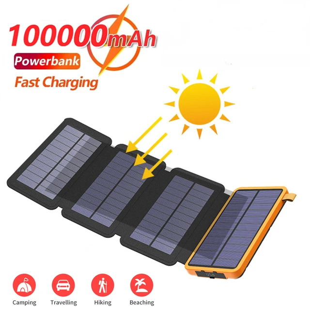 Caricabatterie solare Power Bank 10000mAh caricabatterie portatile per  telefono solare 4 pannelli solari batteria esterna per telefoni campeggio  all'aperto - AliExpress