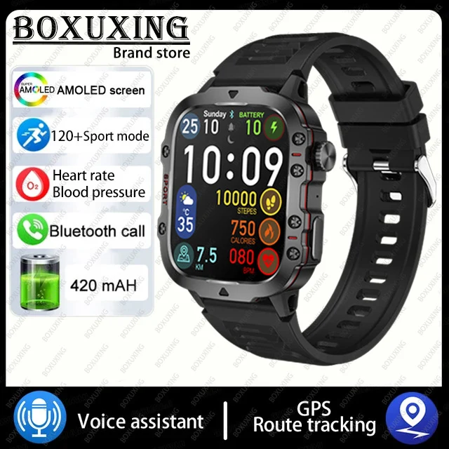For Xiaomi Rugged Military GPS Smart Watch Men AMOLED 1.96 19