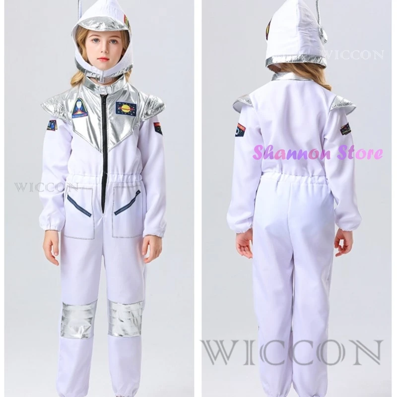 

Child Astronaut Costumes Holiday Fantasy Astronaut School Jumpsuit Performance Halloween Cosplay Hooded Set Assembly Gloves