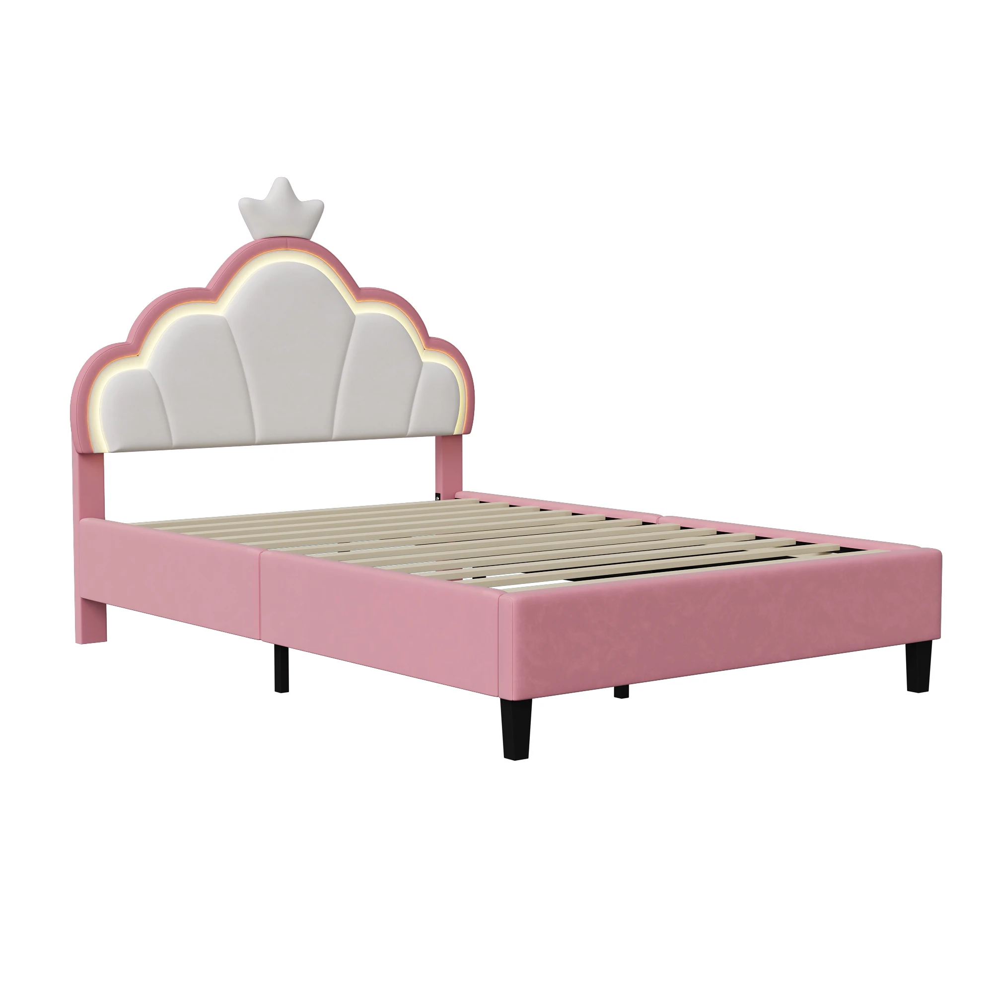 Rosahqnda 90/140 *200cm Kinderbett, Mädchen Einzelbett, Doppelbett, Prinzessinnenbett in Kronenform, Adjustable Headboard – Detail 13