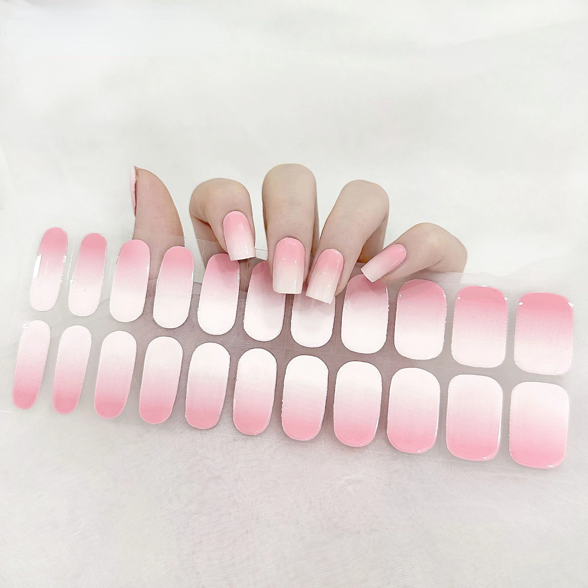 

Градиентные блестящие розовые полоски для гель-лака, полоски для ногтей, Слайдеры для ногтей, цветы, клейкий гель для ногтей, УФ-лампа для маникюра