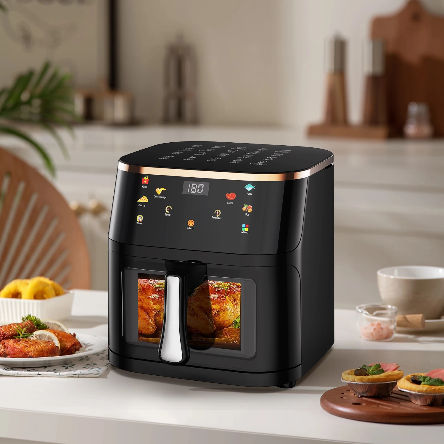 Friteuse Airfryer OYAJIA Air 6L 8L 10L, avec fenêtre de cuisson visuelle, panier antiadhésif, minuterie de 60 minutes, lavable au lave-vaisselle Sc65cd14bea484b6ba61d392967fea8efY