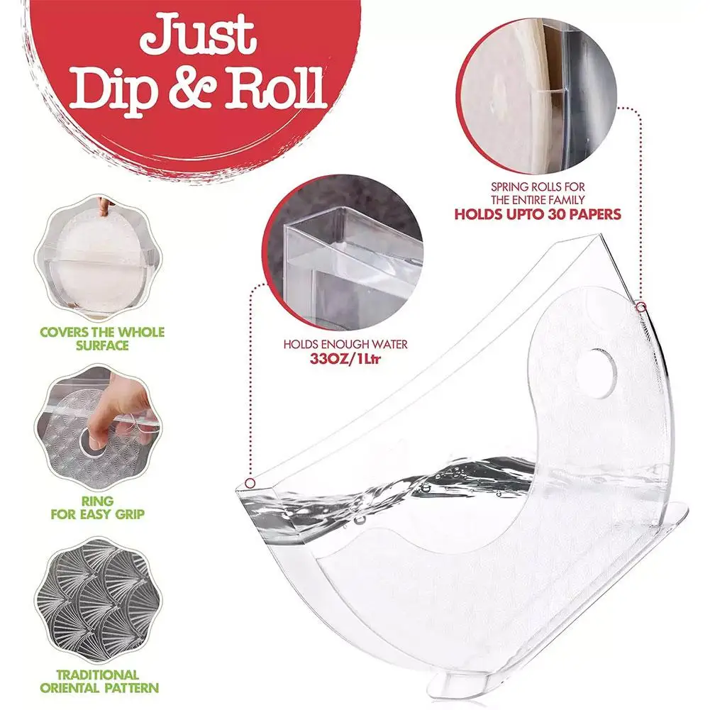 High-end Rice Paper Wrappers Spring Roll Water Bowl Rice Paper Water Holder Vietnamese Pie Crust Box Creative Kitchen Tools