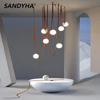 SANDYHA Luminarias Pendent Lights Lustres Chandelier Glass Ball Belt Led Lamp for Bedroom Living Room Lustre Para Sala De Jantar 1