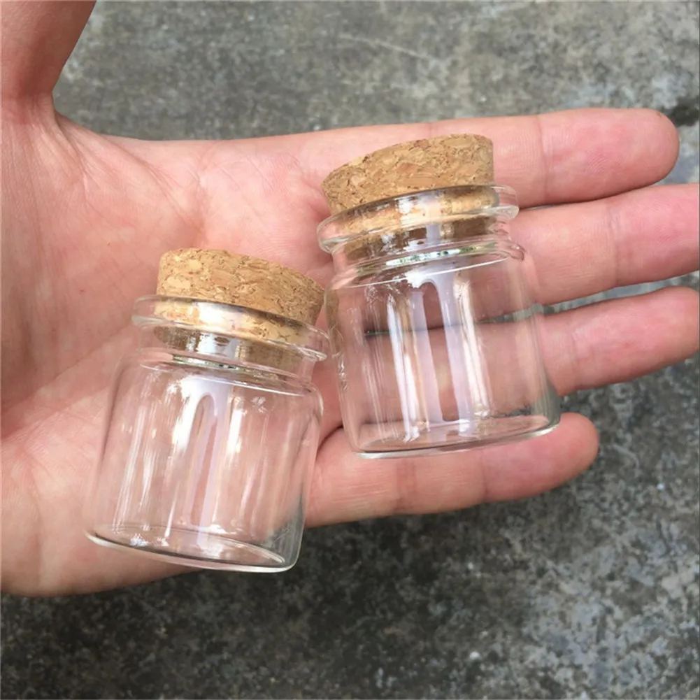 6pcs 25ml 30ml 40ml 50ml 60ml 80ml 90ml 160ml Glass Bottles Stopper Storage Spice Corks Spicy Candy Containers Jars Vials 2