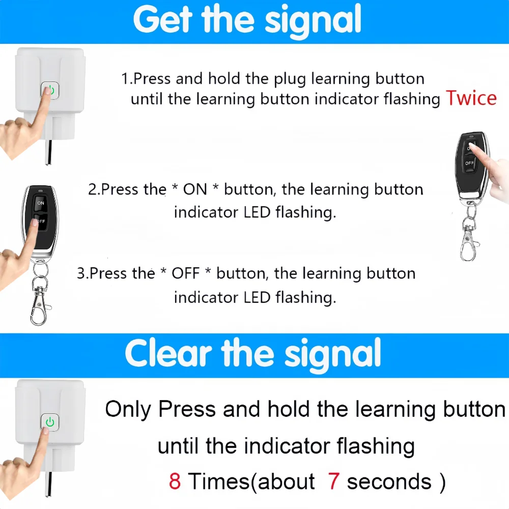 Wireless Smart Remote Control Socket Switch 15A