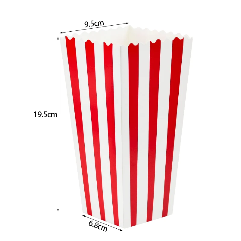 Set of 10 Red & White Striped Popcorn Snack Boxes - Perfect for Movie Nights, Birthdays, and Carnivals