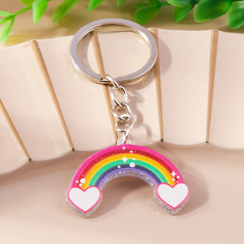 Bunter Regenbogen-Schlüsselanhänger, Lächeln, Wolke, Schlüsselanhänger, Harz-Schlüsselanhänger für Frauen und Mädchen, Handtasche, Geschenk, Schmuck, Accessoires – Detail 19
