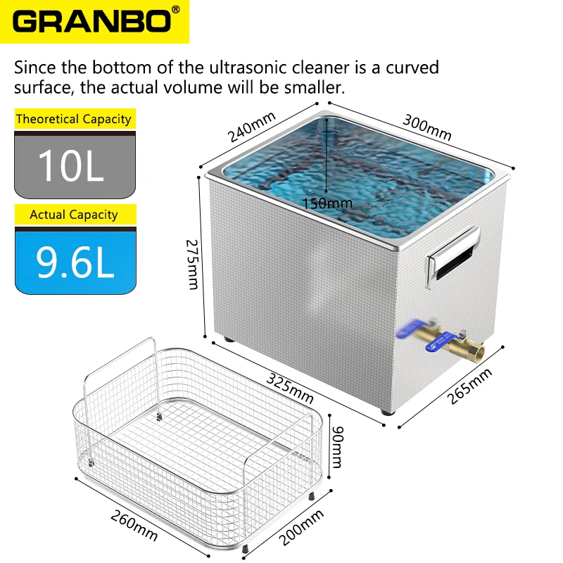 10L Ultrasonic Cleaner with Power Regulation 240W 360W Digital Degas Ultrasound Washing Bath Precision Parts Oil Remove