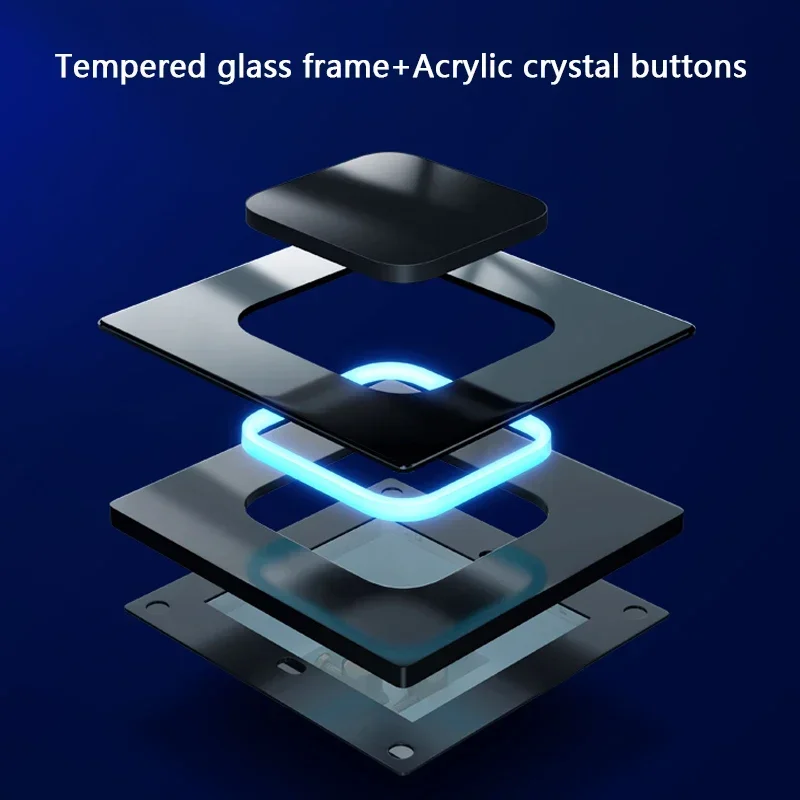 Touch Light Switch Tempered Glass Panel 1 2 3 4 Gang Wall 1 2Way Universal LED Indicator reset point Power ON OFF