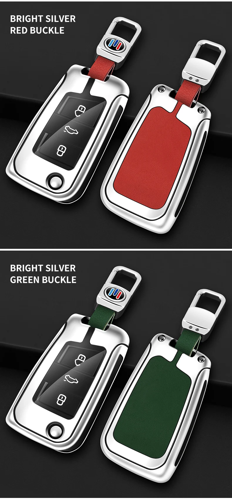 Custodia per chiave auto in pelle metallica Shell per VW Volkswagen Golf 7 MK7 Tiguan MK2 per Seat Ateca Leon FR 2 Ibiza per Skoda Octavia - Sc65d5142bbcc474eb8e830f92fb6fd0fK