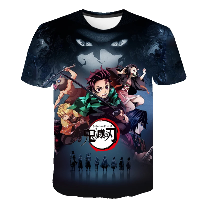 

2023 Summer New Demon Slayer T Shirts 1-3 8 9 14 Years Old Baby Children's Clothing Short Sleeve T-Shirts 3D Print Tees Costumes