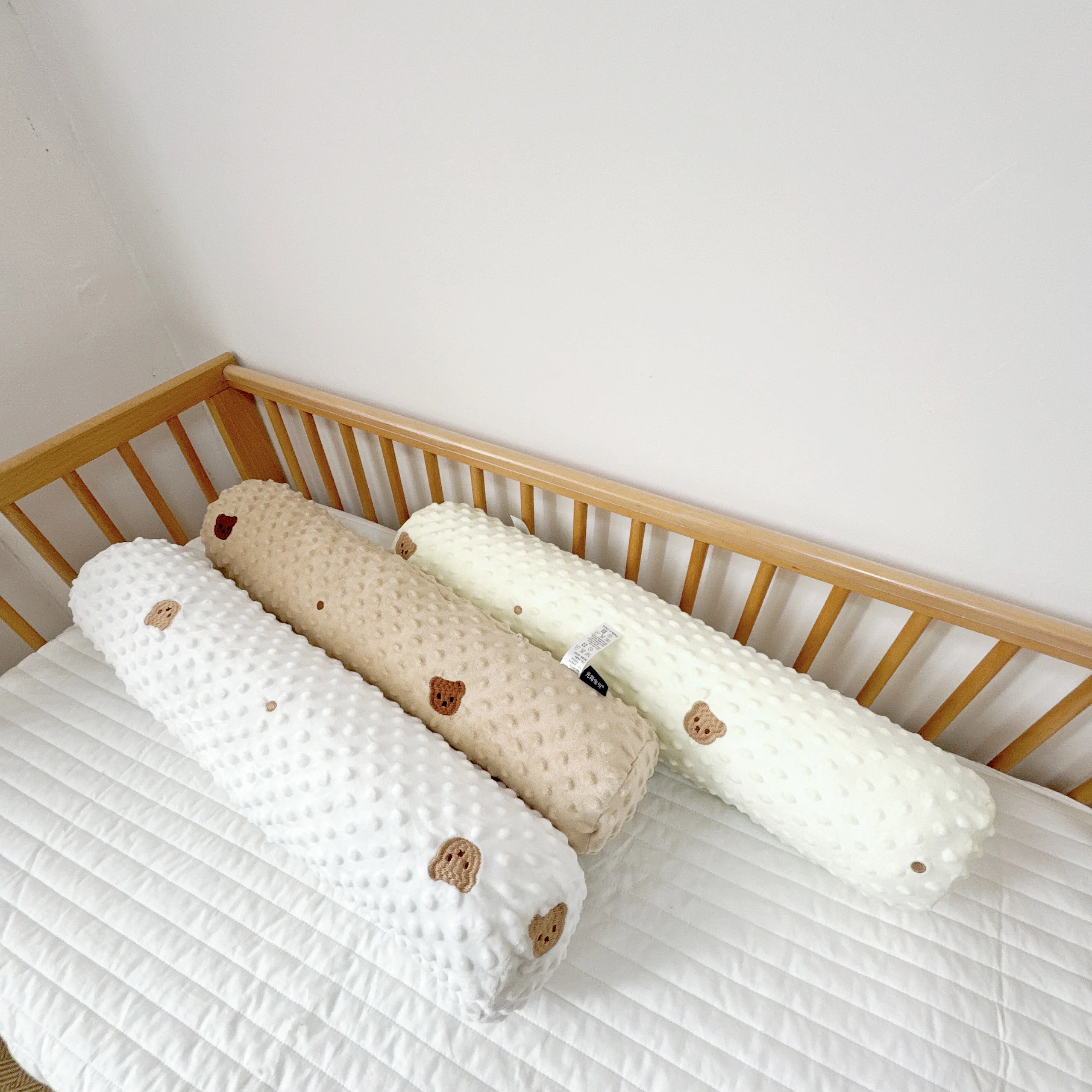 Ins Korean Bear Embroidered Beanie Velvet Comfort Cylindrical Pillow Legs Baby Comfort Pillow Removable and Washable