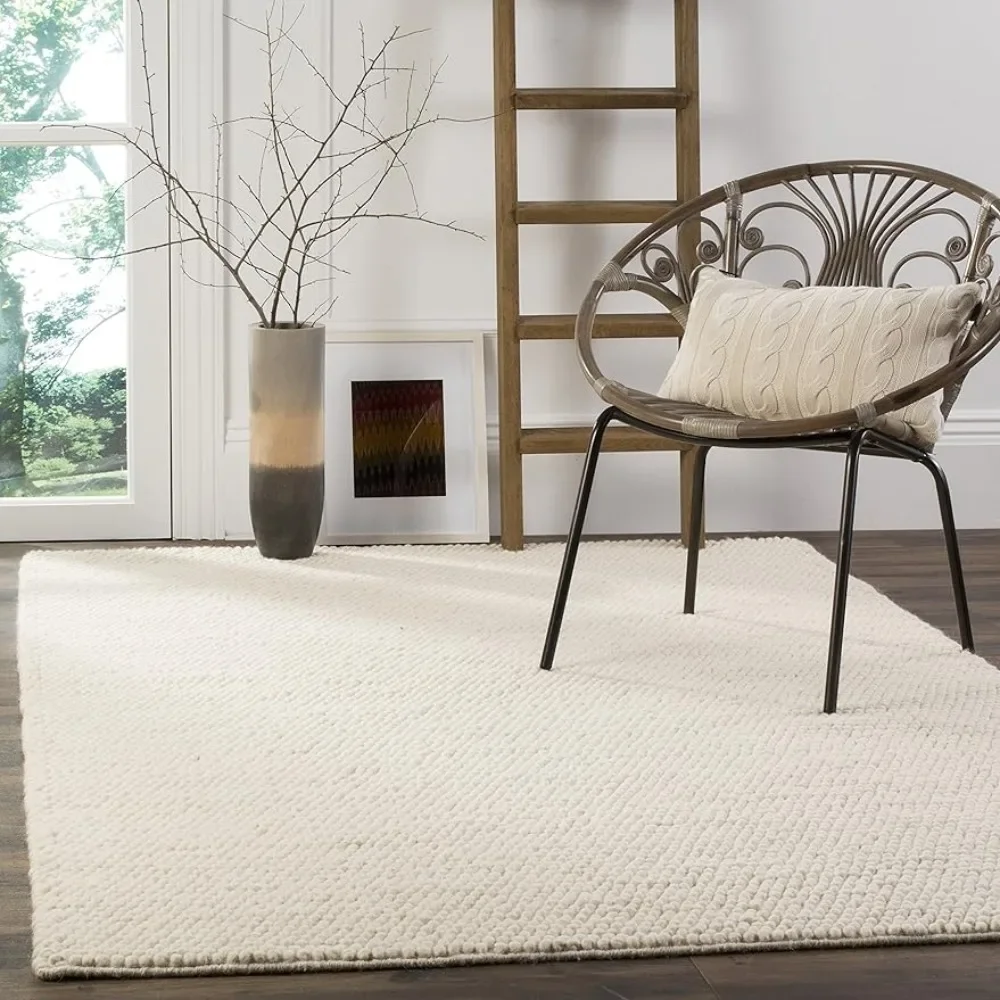 

Ideal in Living Room Collection Area Rug - 5' X 8' Ivory Decoration Home Handmade Wool Carpet Decor Freight free