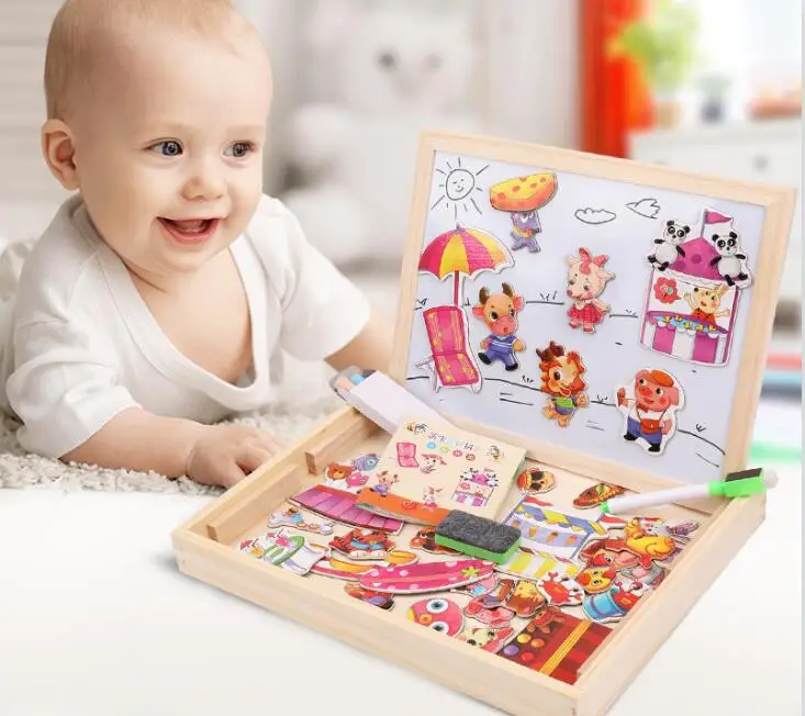 

16 Styles Wooden Multifunction Children Animal Puzzle Writing Magnetic Drawing Board Blackboard Learning Education Toys For Kids