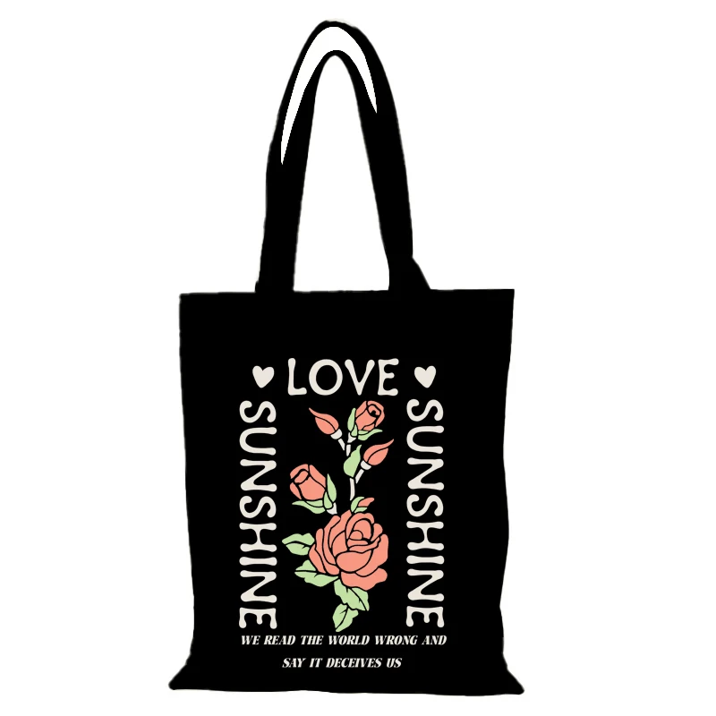 Frauen Einkaufstasche Mode Mann Einkaufstasche Frau Blumen Stoff Taschen Handtaschen Eco Shopper Strand Leinwand Handtasche Schulter Dame die – Detail 9