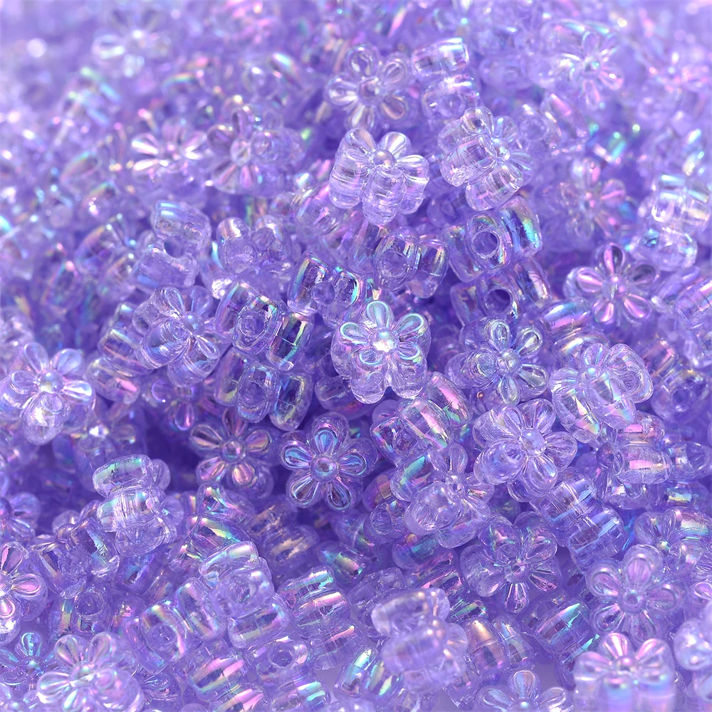 100 Stück 4 x 7 mm Acryl-Blumenperlen, winzige AB-Farbmischung, glänzende lose Distanzperlen für Schmuckherstellung, Diy-Armband, Halskette, Schlüsselanhänger – Detail 17