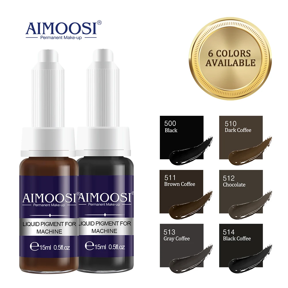 AIMOOSI 15ml Tattoo Semi Permanent Pigments Ink For Microblading Makeup Lips Eye Eyebrow Body Art Beauty Women Supplies 6 Colors