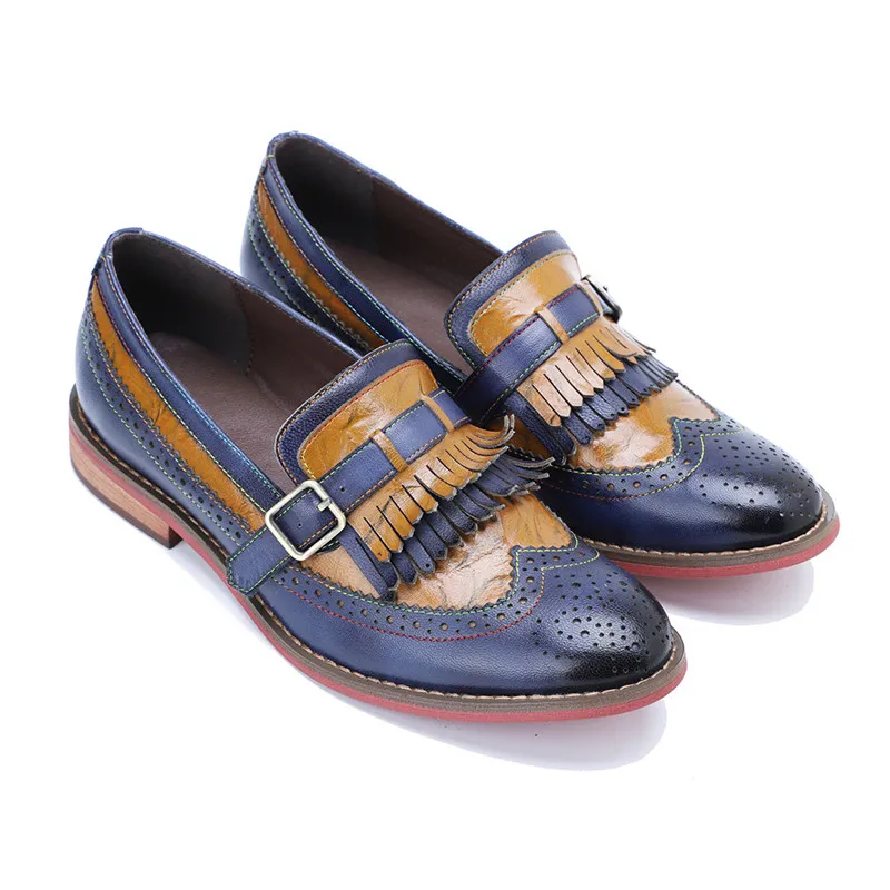 Autumn & Spring British Style Women's Shoes Tassel Genuine Leather Brogue Shoes Casual Retro Female's Oxfords