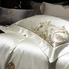 Gorgeous Gold Embroidery Brocade Egyptian Cotton Soft Glossy Bedding Set Duvet Cover Set Bed Sheet/Fitted Sheet Pillowcases 4Pcs 2