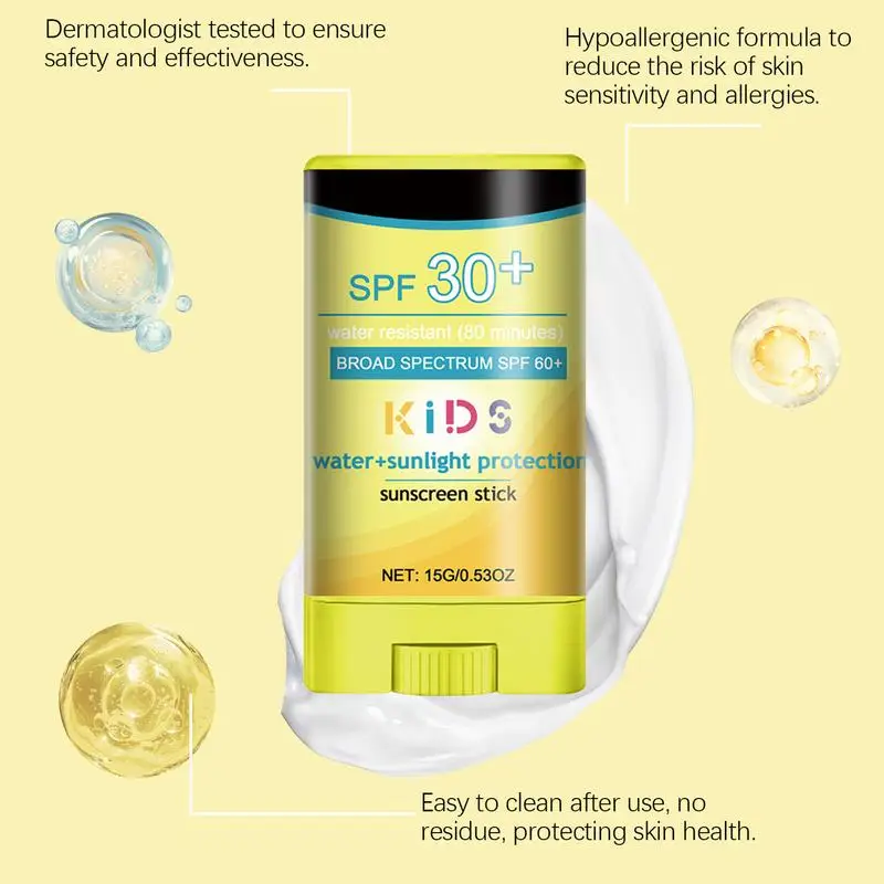 Kids Face Sunscreen Stick Broad Spectrum Protection For Babies Face Sunscreen Protector Non-Greasy Sunblock Gel UVA/UVB Sun 4