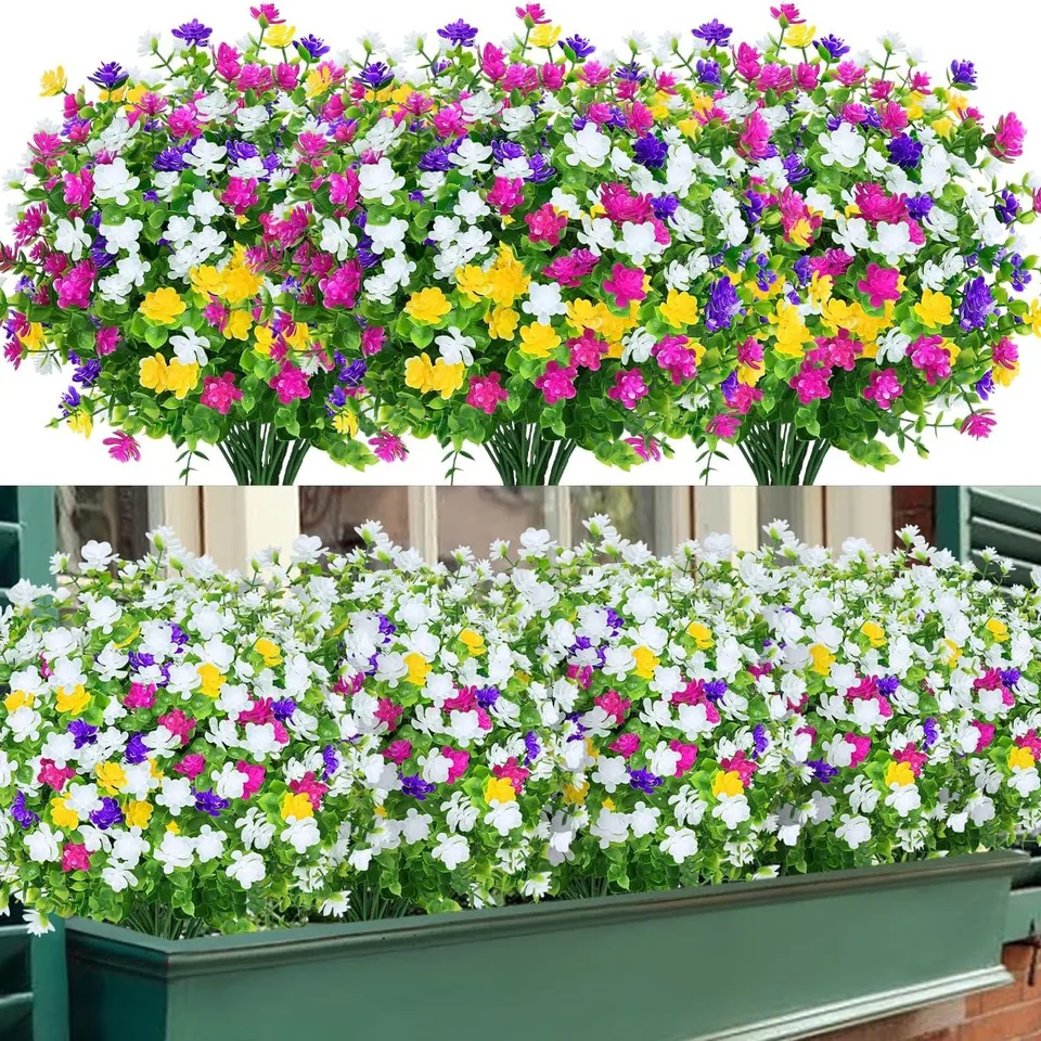 Fiori Finti Bianchi 6 Mazzi Di Per Esterno Resistenti Ai Raggi UV Fiori Artificiali