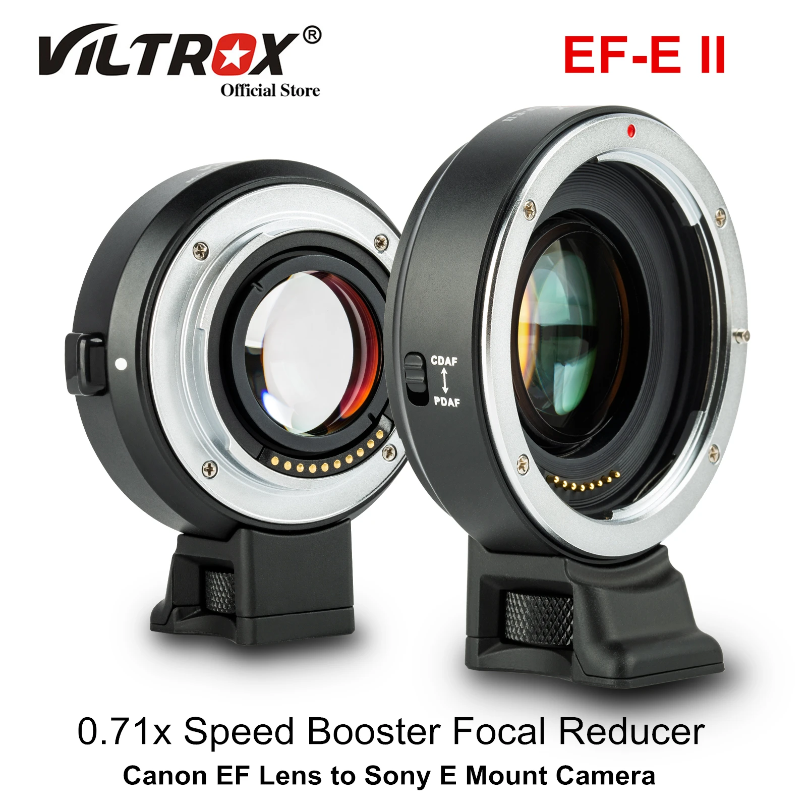 For Canon EF Lens to Sony E Mount Camera A9 A7 A7RII A6400 Viltrox EF-E II Lens Adapter Auto Focus Reducer Speed Booster 0.71X
