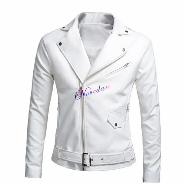 Men's PU Leather Jacket - Biker Style Zipper Coat For Motorcycle Riding Or Halloween Costume