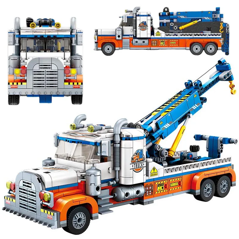 

781pcs Technical City Traffic Rescue Trailer Truck Building Blocks Assemble Car Bricks Model Vehicle Toys Kids Adult For Gifts