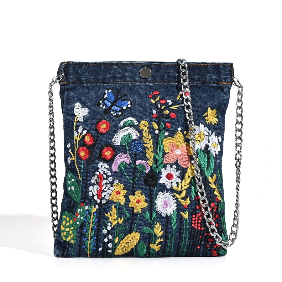 Casual Large Capacity Tote Bags For Women Luxury Designer Handbags And Purses New In Denim Floral Underarm Shoulder Bag