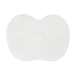Silicone Apple - Shaped Makeup Brush Cleaning Pad with Suction Cup - Effective Cosmetic Tool Cleaner (White)