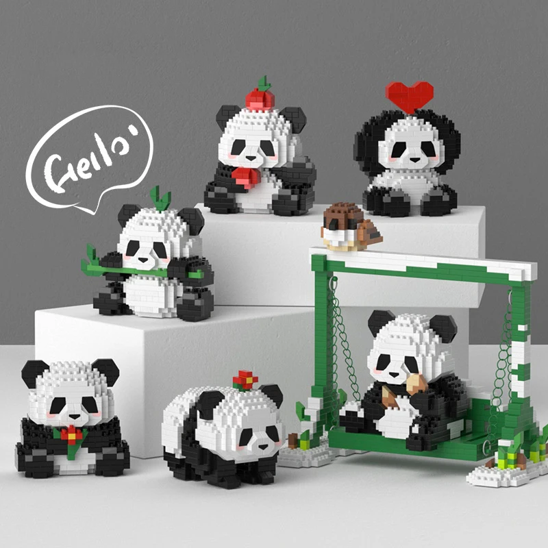 Niedliche Panda-Bausteine, DIY-Lernspielzeug, Weihnachts-/Halloween-/Thanksgiving-Tag-Geschenk