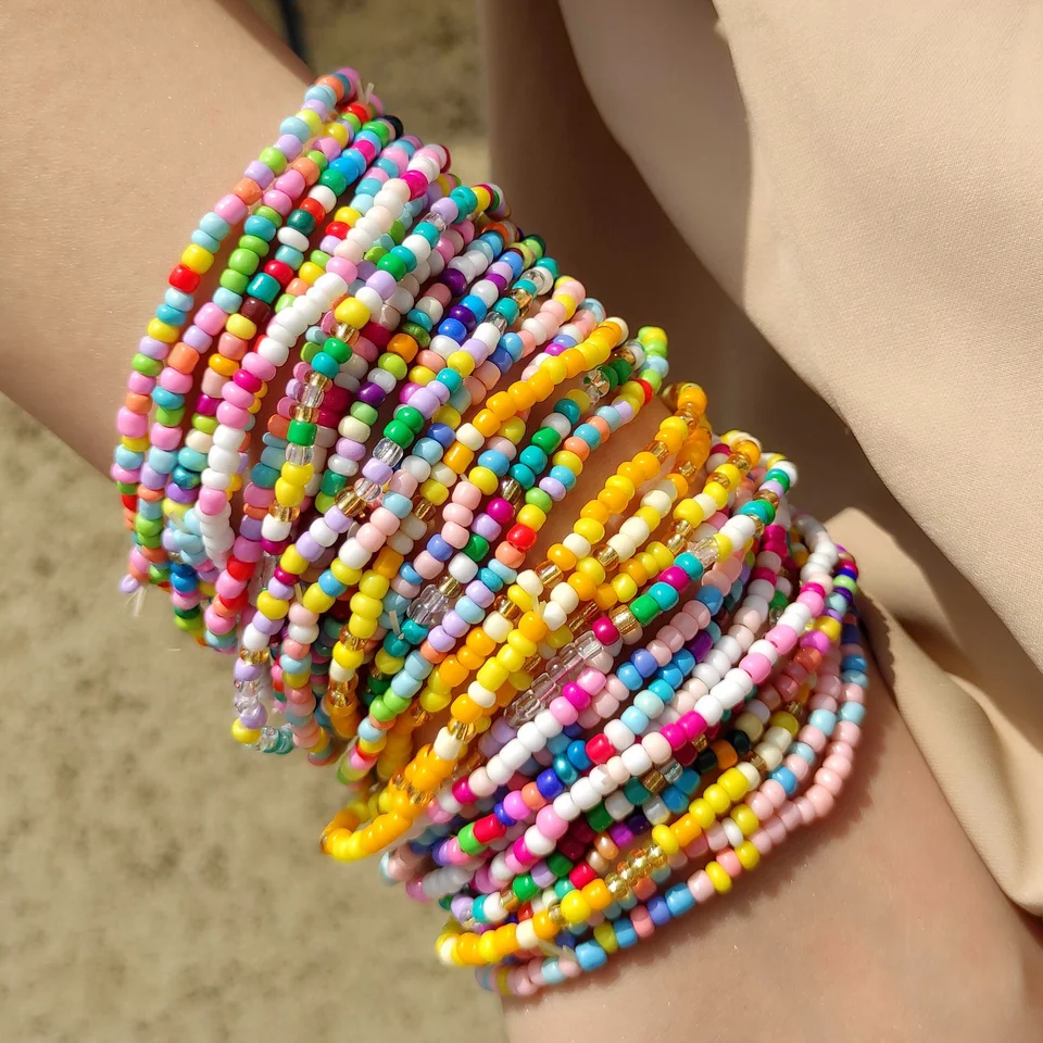 HEIDKRUEGER Braccialetti elasticizzati con perline colorate e