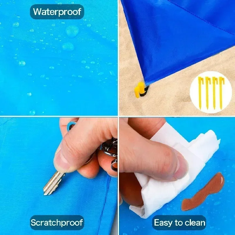 1set Waterproof Sandproof Beach Mat Seat CushionTravel Hiking Sports Blanket Outdoor Picnic Portable Mat Back Cushion 2