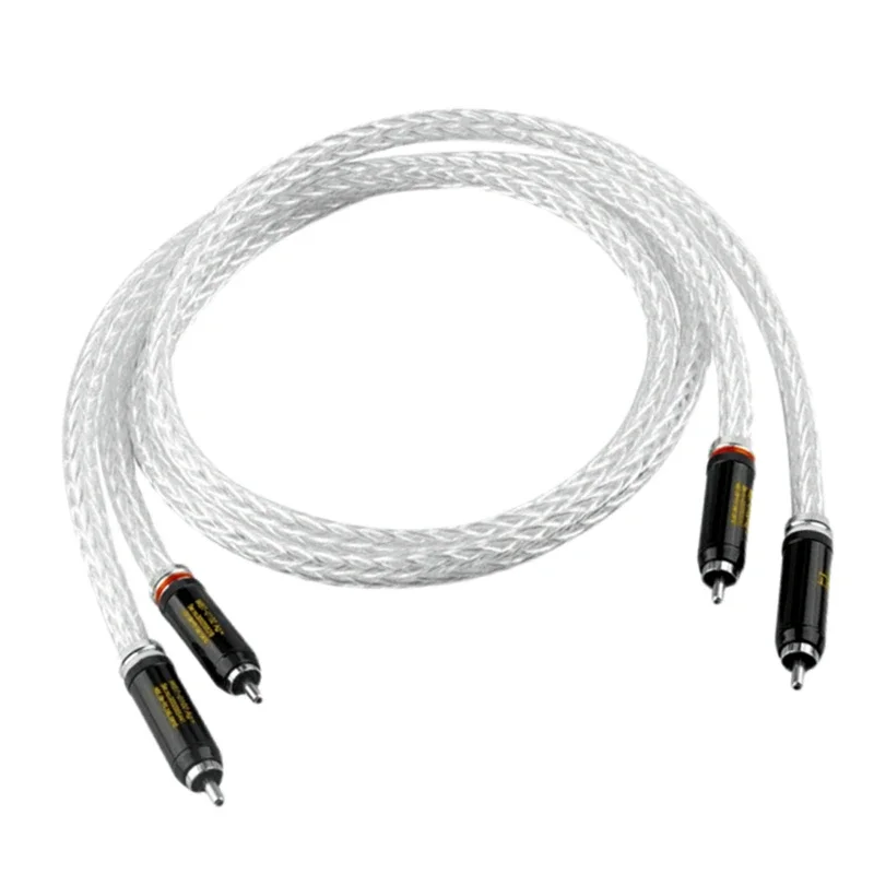 

8AG 16 Strands OCC Silver Plated RCA Signa Cable 2RCA To 2RCA Plug HiFi Audio Amplifier CD Interconnect Signal Cables
