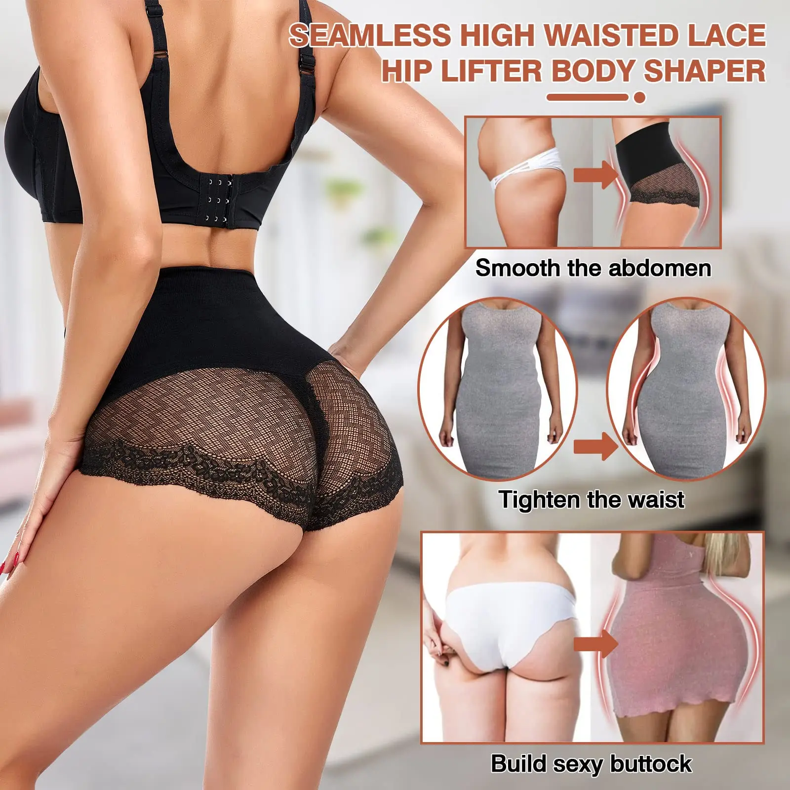 Womenss Butt Lifter Line Body Shaper Hip Abdomen Tummy Control Panties  High Waist Firm Underwear - 