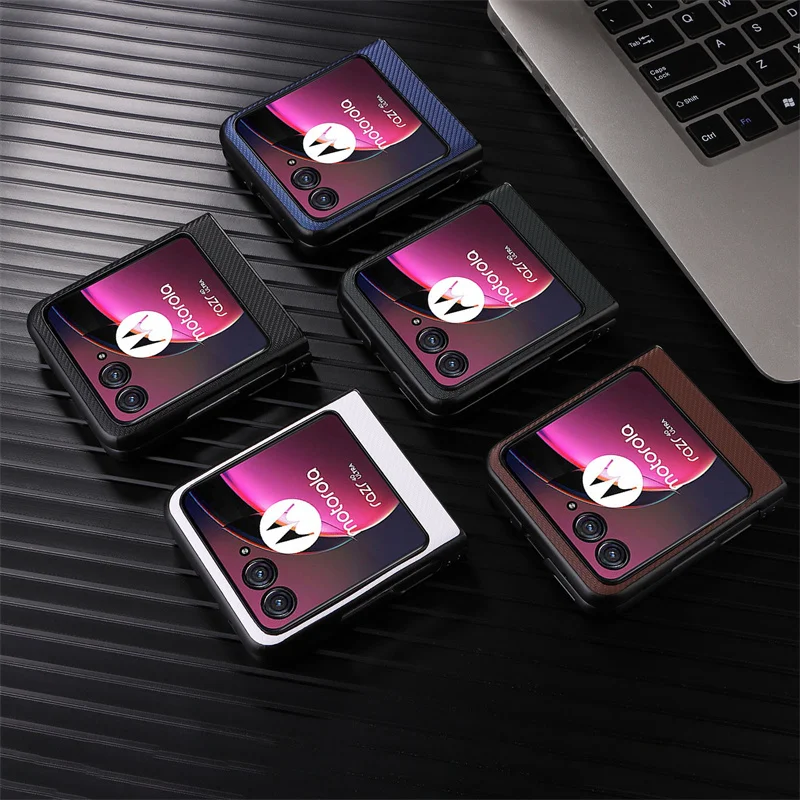Luxurious Carbon Fiber Slim PU Leather Phone Case - Premium Book Cover for Motorola Razr 40 Ultra