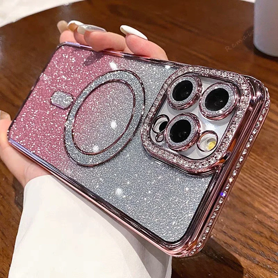 Luxurious Glitter Diamond Magnetic Phone Case with Magsafe Protector Cover