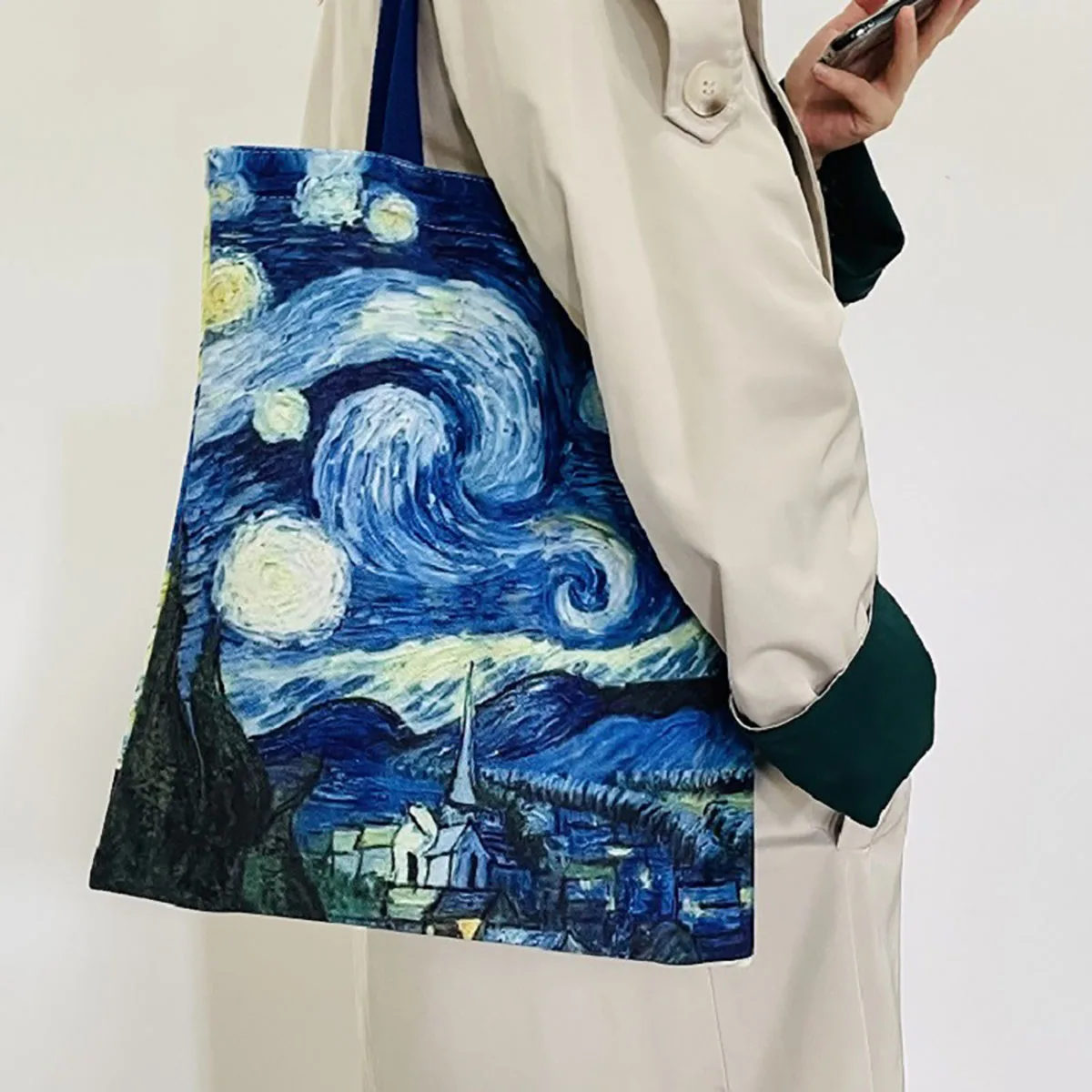 Van Gogh Series Canvas Bag Oil Painting Starry Night Sunflower