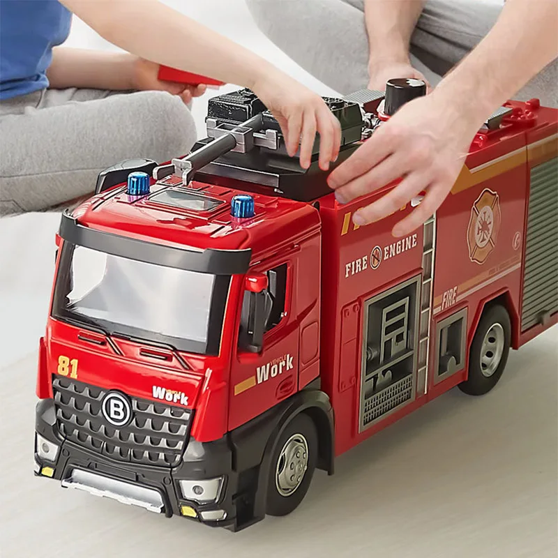 

Toys For Boys Alloy Die-Cast Fire Truck Toys Simulation Water Spraying Lights Music Inertia Driving Fire Truck Children's Toys