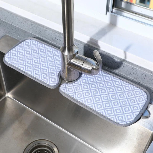 Sink Faucet Drain Pad Polyester Rubber Countertop Protector Mat  Splash-proof Strong Water Absorption Home Kitchen Utensils - AliExpress