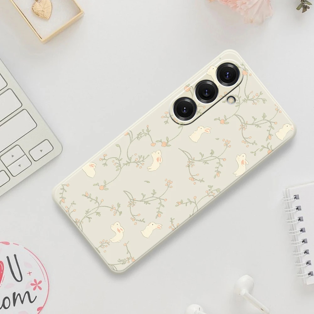 Charming Rabbit and Floral Soft Phone Case