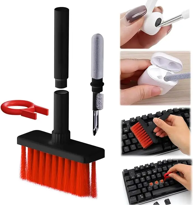 Cleaning Kit Keyboard Cleaning Tools 5 in 1 Keyboard Cleaning Brush Kit Keycap Puller Earbuds Cleaner for Airpods Pro 1 2 3 Bluetooth Earphones Case Cleaning Tools