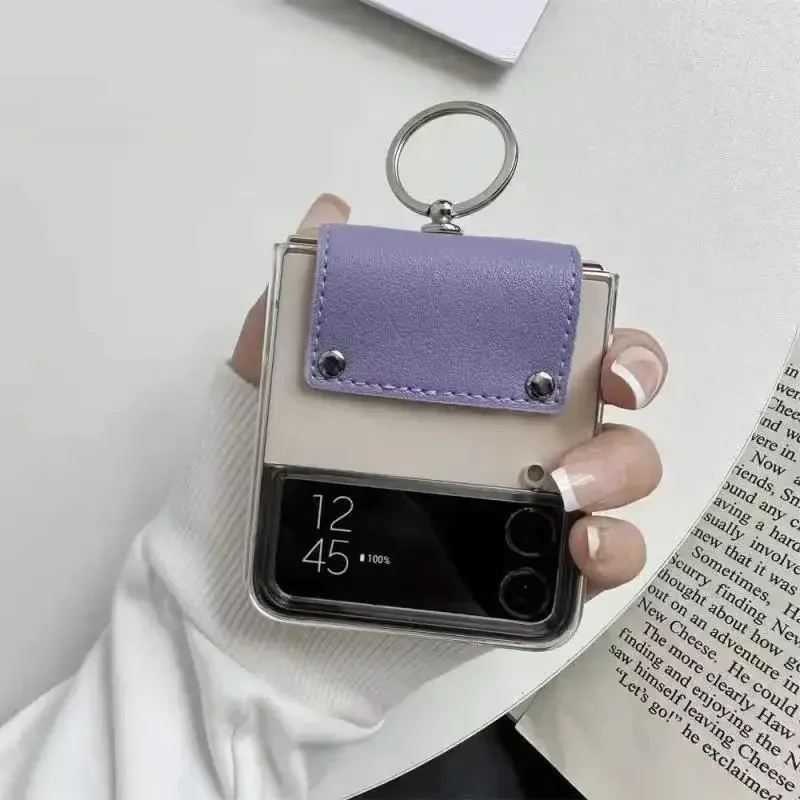 Custodia Per Samsung Galaxy Z Flip4 Custodia Per Telefono Trasparente Con Anello Cuciture In Plastica All-Inclusive W23 Z Flip4 Cover Protettiva